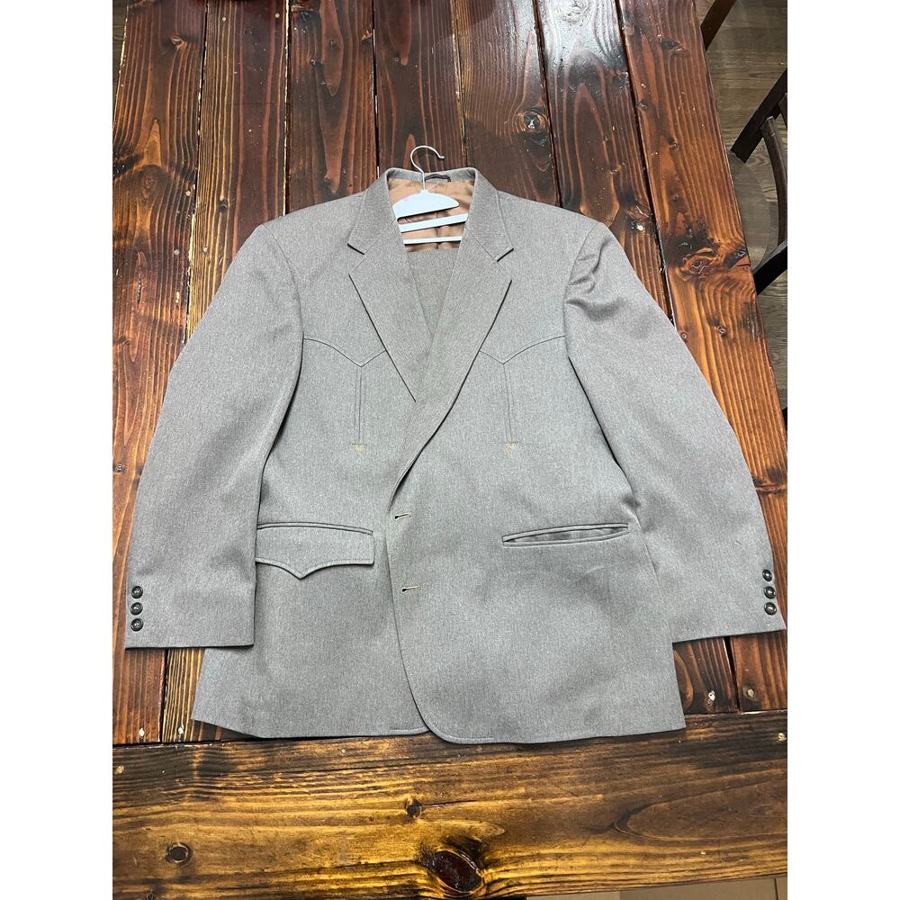 Circle S Western Suit Brown 46S Blazer with Pants 34x30 Wool Blend Vintage USA